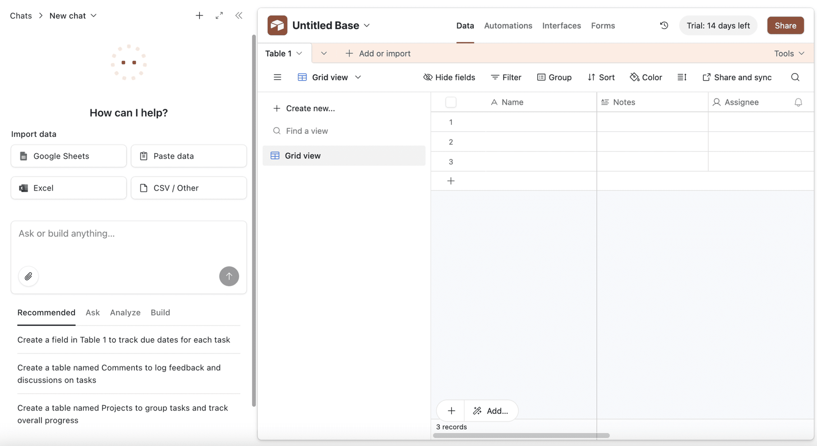 New base (project) in AirTable